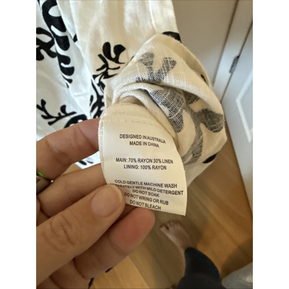 Strapless White Maxi Dress with Black Leaf Print - Picture 8 of 8